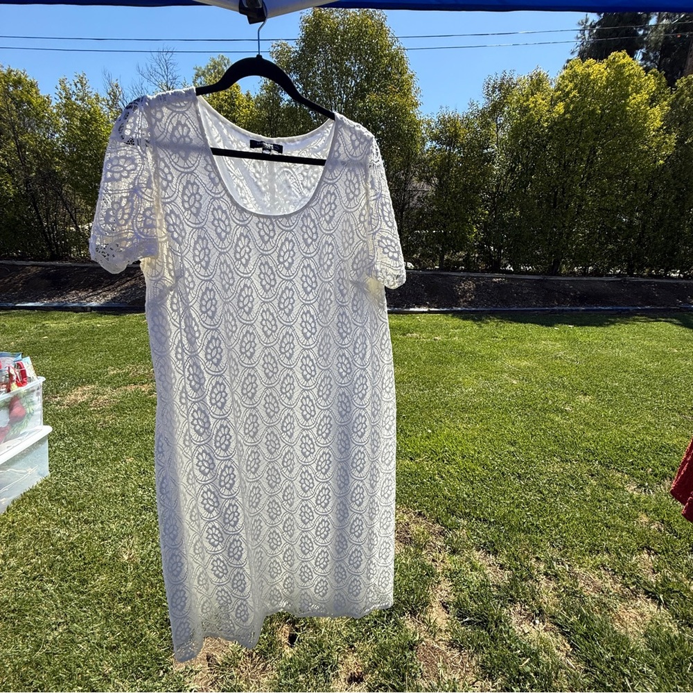 Elegant White Lace Dress #159